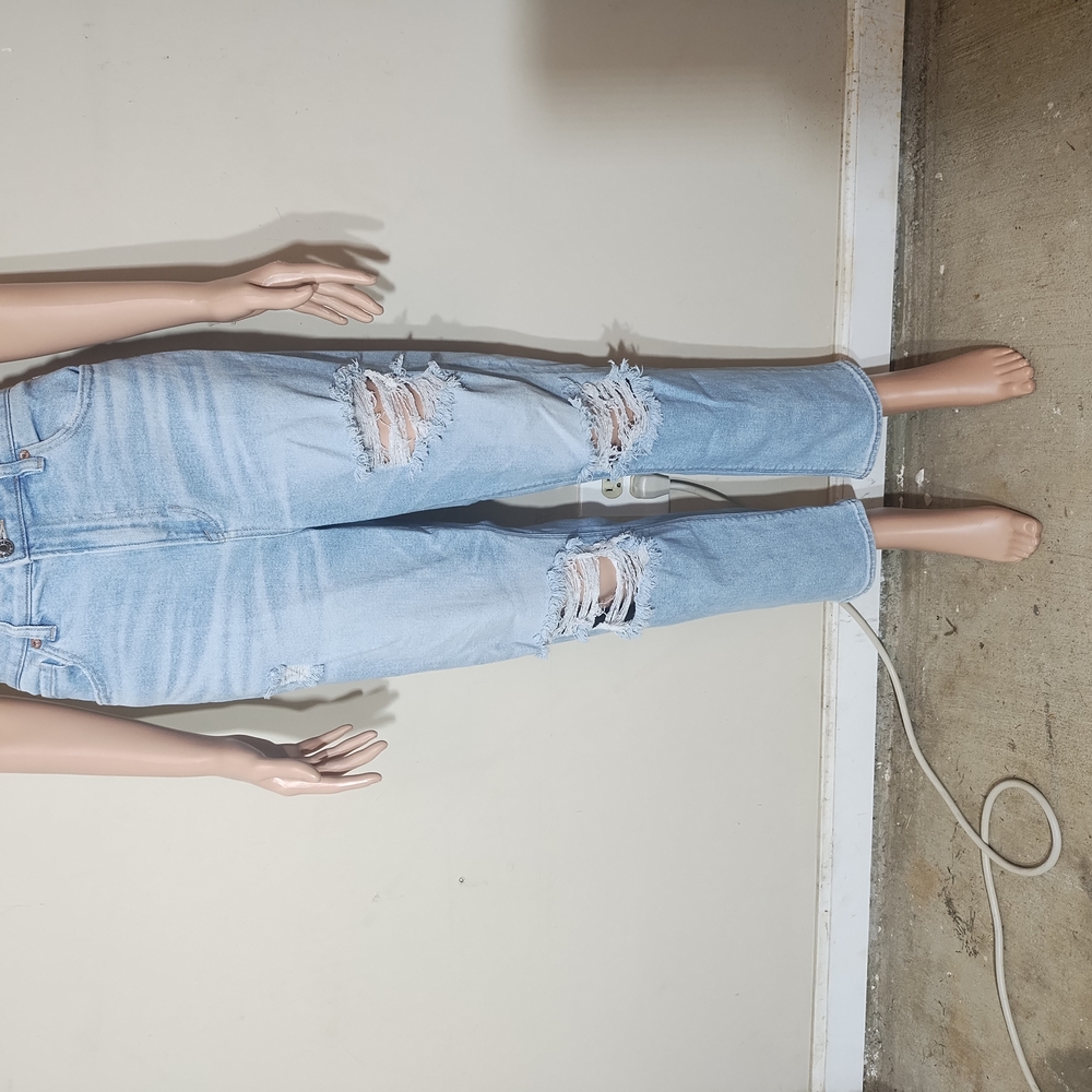 Women's Light Blue Distressed Jeans